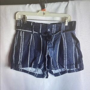 Women's Black and White Striped Shorts